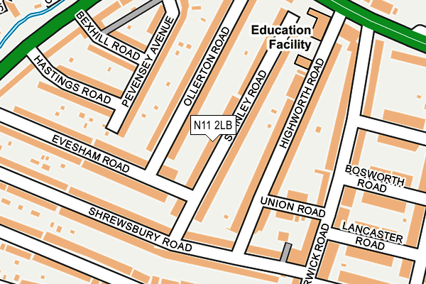 N11 2LB map - OS OpenMap – Local (Ordnance Survey)