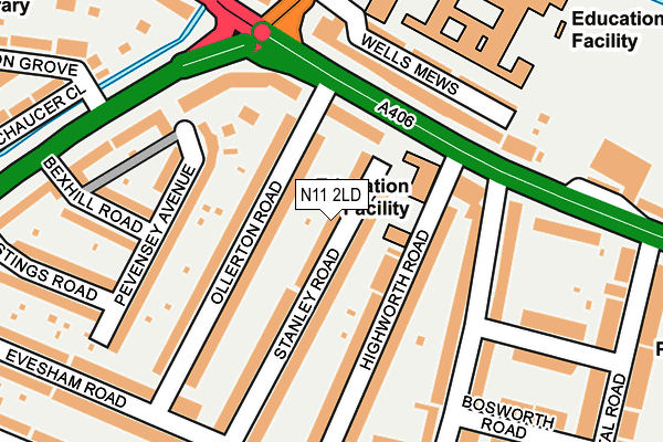 N11 2LD map - OS OpenMap – Local (Ordnance Survey)