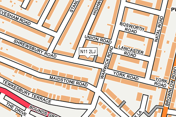 N11 2LJ map - OS OpenMap – Local (Ordnance Survey)