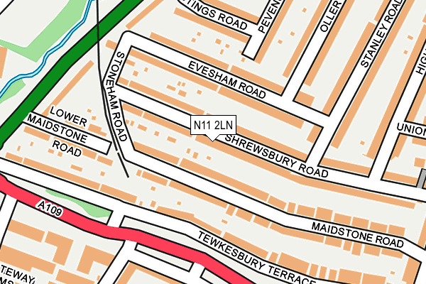 N11 2LN map - OS OpenMap – Local (Ordnance Survey)