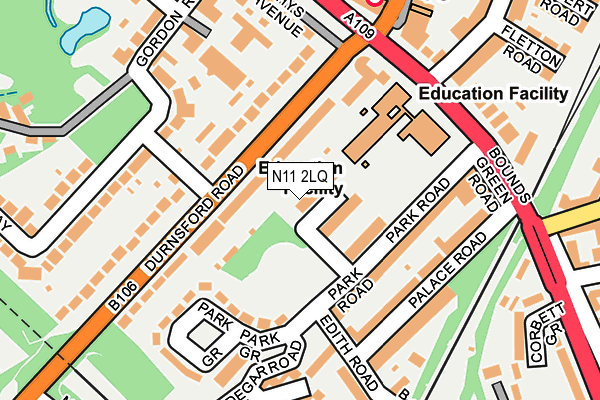 N11 2LQ map - OS OpenMap – Local (Ordnance Survey)