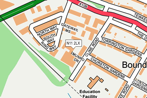 N11 2LX map - OS OpenMap – Local (Ordnance Survey)