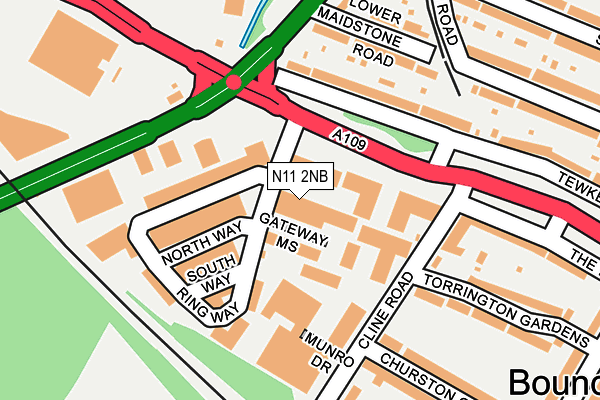 N11 2NB map - OS OpenMap – Local (Ordnance Survey)