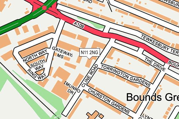 N11 2NG map - OS OpenMap – Local (Ordnance Survey)