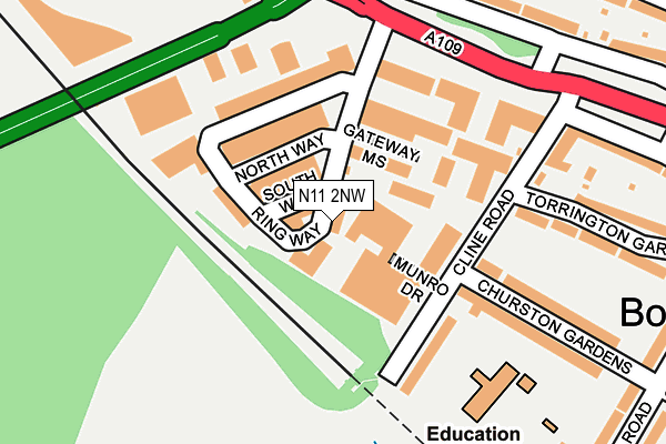N11 2NW map - OS OpenMap – Local (Ordnance Survey)