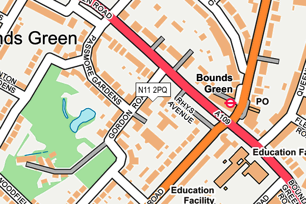 N11 2PQ map - OS OpenMap – Local (Ordnance Survey)