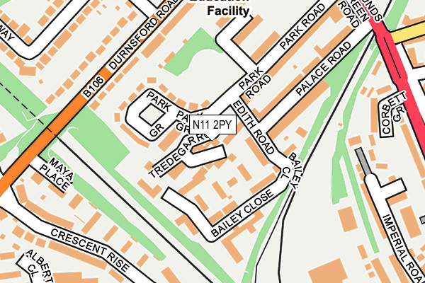 N11 2PY map - OS OpenMap – Local (Ordnance Survey)