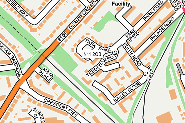 N11 2QB map - OS OpenMap – Local (Ordnance Survey)