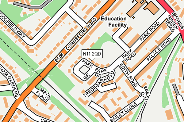 N11 2QD map - OS OpenMap – Local (Ordnance Survey)