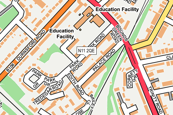N11 2QE map - OS OpenMap – Local (Ordnance Survey)