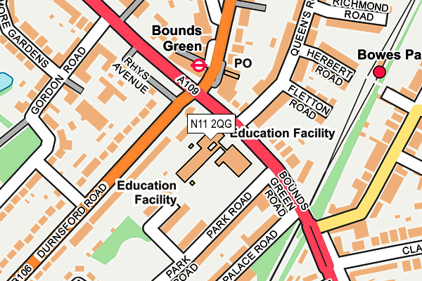 N11 2QG map - OS OpenMap – Local (Ordnance Survey)
