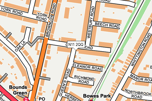 N11 2QQ map - OS OpenMap – Local (Ordnance Survey)