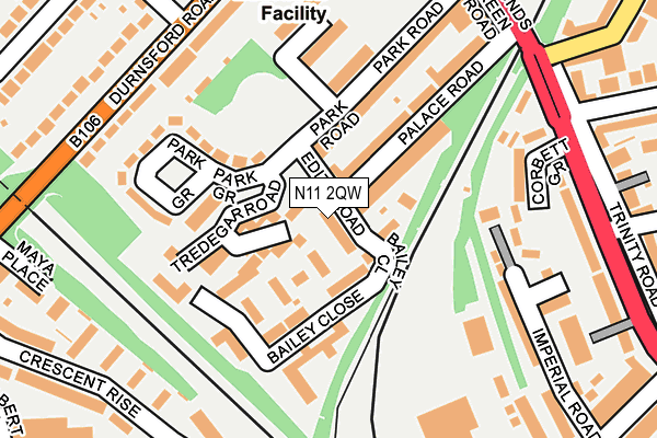N11 2QW map - OS OpenMap – Local (Ordnance Survey)