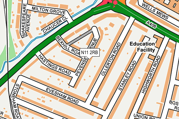 N11 2RB map - OS OpenMap – Local (Ordnance Survey)