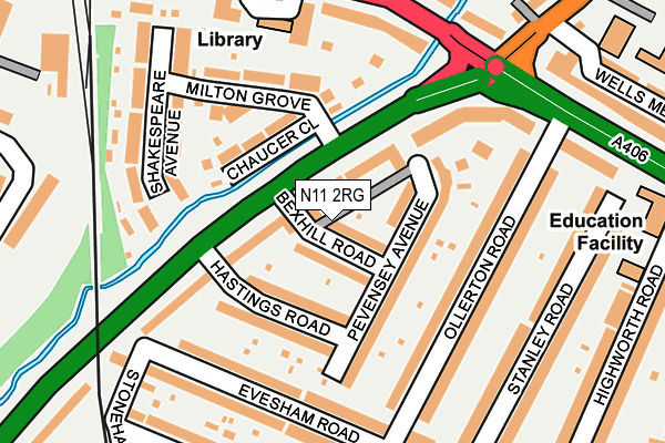 N11 2RG map - OS OpenMap – Local (Ordnance Survey)