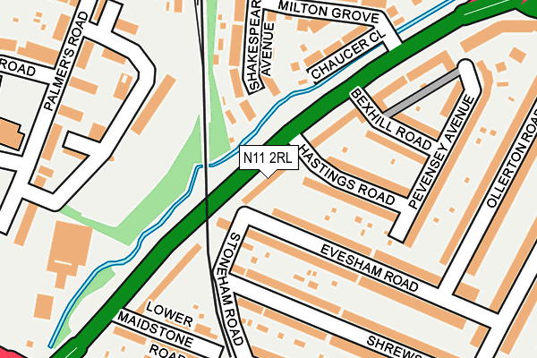 N11 2RL map - OS OpenMap – Local (Ordnance Survey)