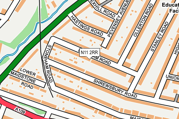 N11 2RR map - OS OpenMap – Local (Ordnance Survey)