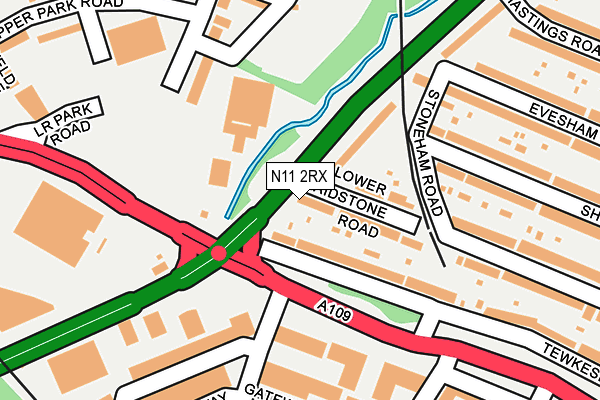N11 2RX map - OS OpenMap – Local (Ordnance Survey)