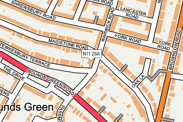 N11 2SA map - OS OpenMap – Local (Ordnance Survey)