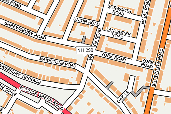 N11 2SB map - OS OpenMap – Local (Ordnance Survey)