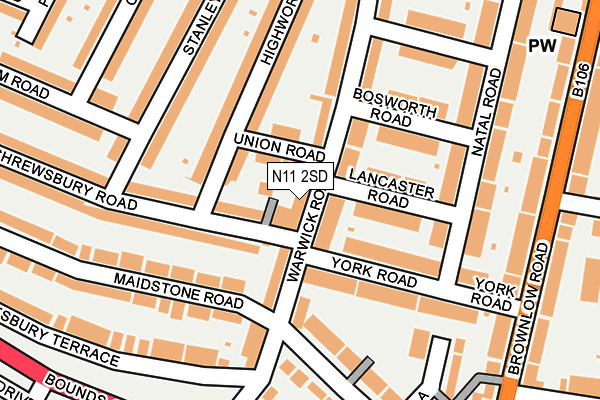N11 2SD map - OS OpenMap – Local (Ordnance Survey)