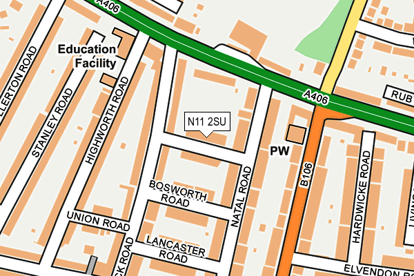 N11 2SU map - OS OpenMap – Local (Ordnance Survey)