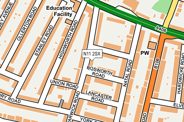 N11 2SX map - OS OpenMap – Local (Ordnance Survey)
