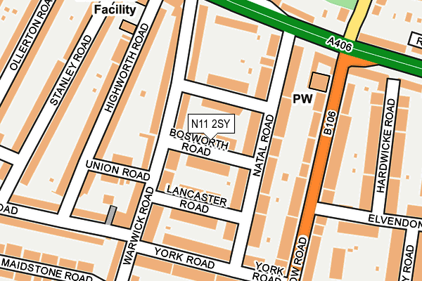 N11 2SY map - OS OpenMap – Local (Ordnance Survey)