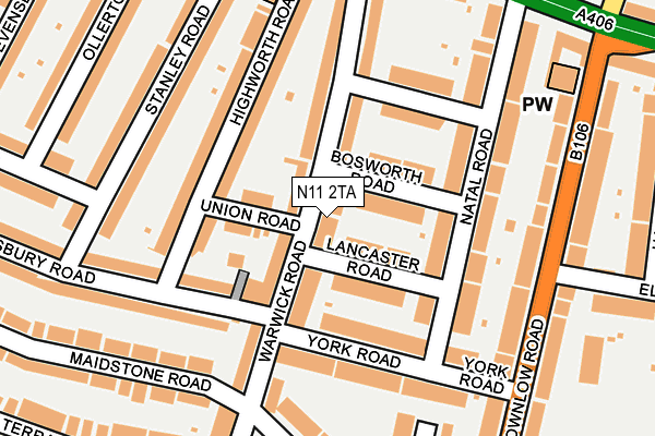 N11 2TA map - OS OpenMap – Local (Ordnance Survey)