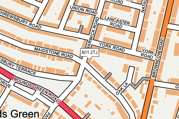 N11 2TJ map - OS OpenMap – Local (Ordnance Survey)