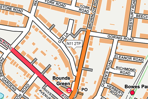 N11 2TP map - OS OpenMap – Local (Ordnance Survey)