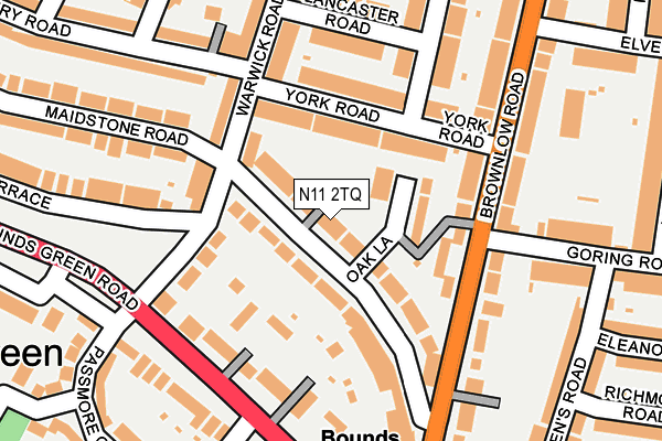 N11 2TQ map - OS OpenMap – Local (Ordnance Survey)