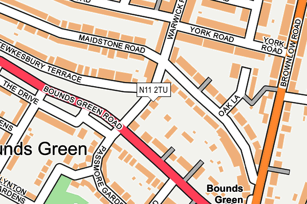 N11 2TU map - OS OpenMap – Local (Ordnance Survey)