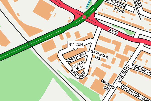 N11 2UN map - OS OpenMap – Local (Ordnance Survey)