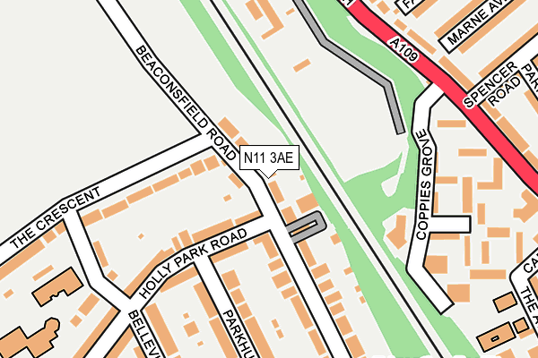N11 3AE map - OS OpenMap – Local (Ordnance Survey)