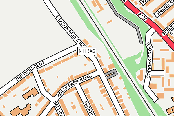 N11 3AG map - OS OpenMap – Local (Ordnance Survey)