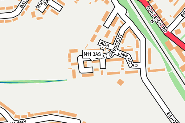 N11 3AS map - OS OpenMap – Local (Ordnance Survey)