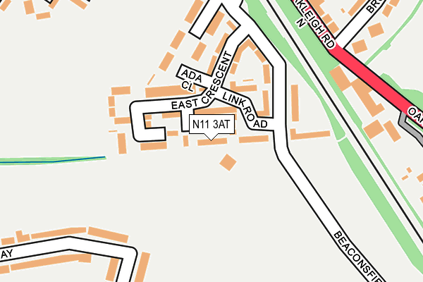N11 3AT map - OS OpenMap – Local (Ordnance Survey)