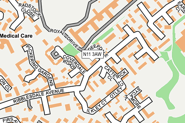 N11 3AW map - OS OpenMap – Local (Ordnance Survey)