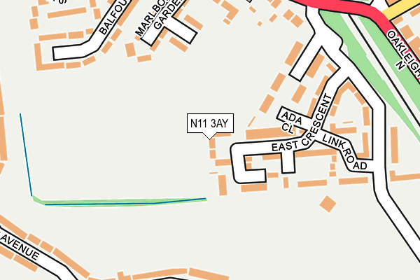 N11 3AY map - OS OpenMap – Local (Ordnance Survey)