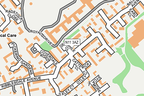 N11 3AZ map - OS OpenMap – Local (Ordnance Survey)
