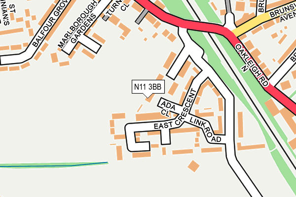 N11 3BB map - OS OpenMap – Local (Ordnance Survey)