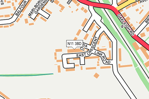 N11 3BD map - OS OpenMap – Local (Ordnance Survey)