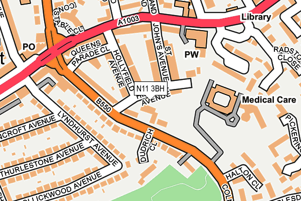 N11 3BH map - OS OpenMap – Local (Ordnance Survey)