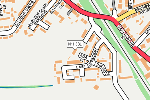 N11 3BL map - OS OpenMap – Local (Ordnance Survey)