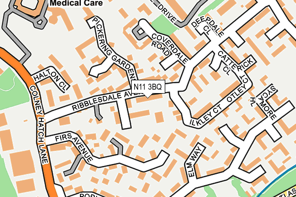 N11 3BQ map - OS OpenMap – Local (Ordnance Survey)