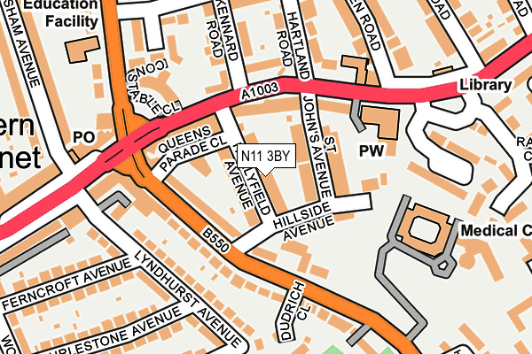 N11 3BY map - OS OpenMap – Local (Ordnance Survey)