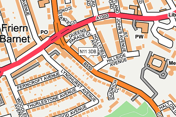 N11 3DB map - OS OpenMap – Local (Ordnance Survey)