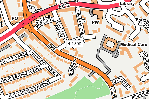 N11 3DD map - OS OpenMap – Local (Ordnance Survey)