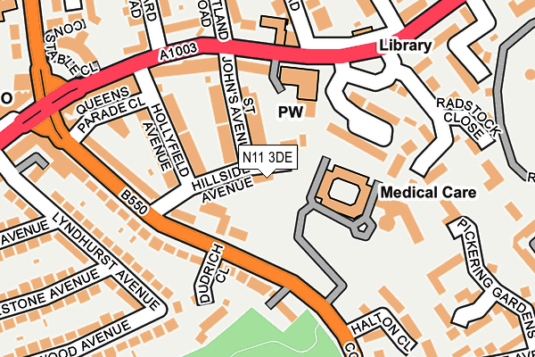 N11 3DE map - OS OpenMap – Local (Ordnance Survey)